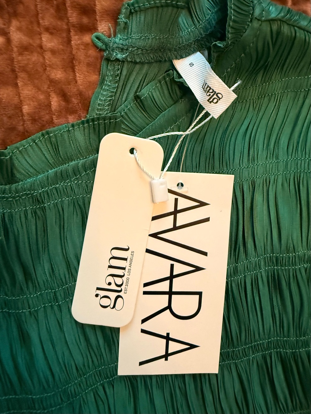 Smocked Peplum Long-Sleeve Blouse in Emerald Green NWT - Picture 3 of 4